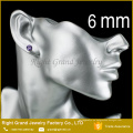 7mm 316L acero inoxidable pendientes Shamballa púrpuras pendientes de oído de circón cúbico